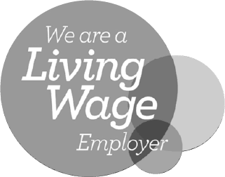 A badge to show that Maximus is a Living Wage Employer